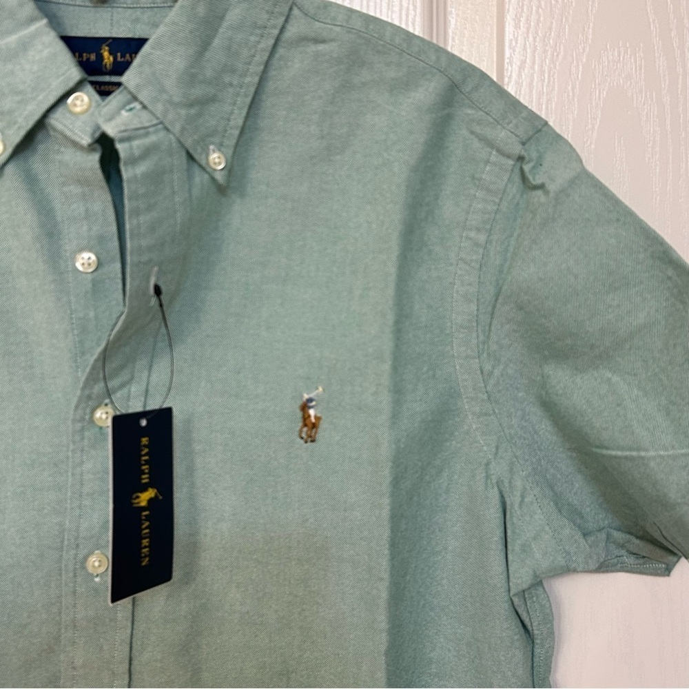 Polo Ralph Lauren Men's Classic Fit Oxford Shirt in Green Size M - Picture 3 of 7
